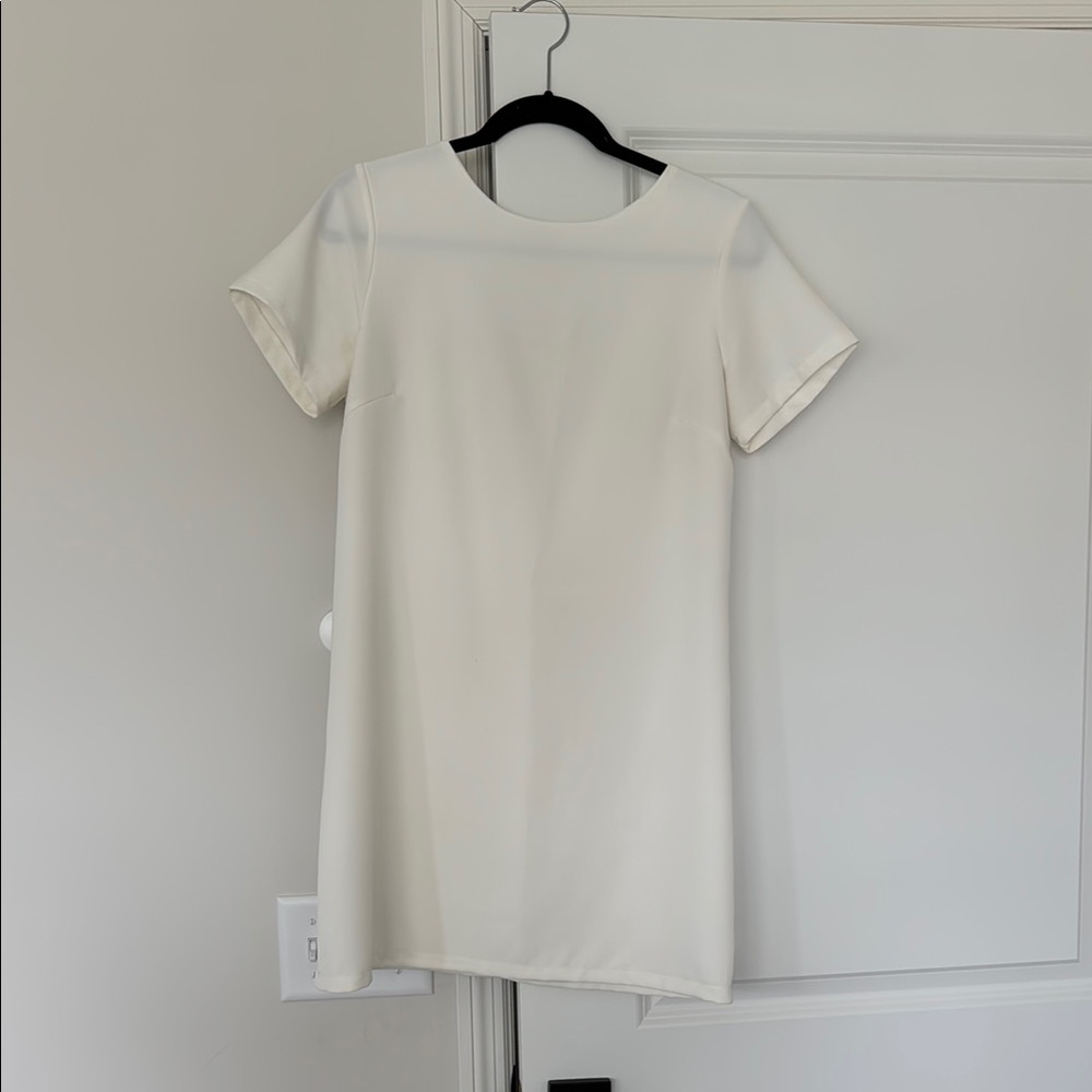 Lulu's White Sheath Mini Dress Crew Neck Short Sleeve